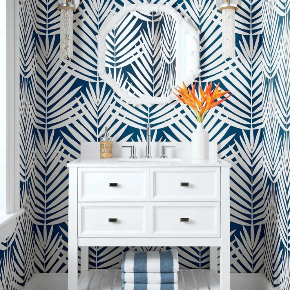 NWT Thibaut Non Woven Vinyl Wallpaper T13932 Croatia Palm Grove 1 Double Roll